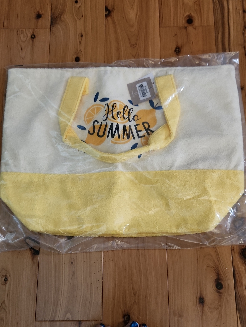 Hello Summer Yellow & White Tote Bag